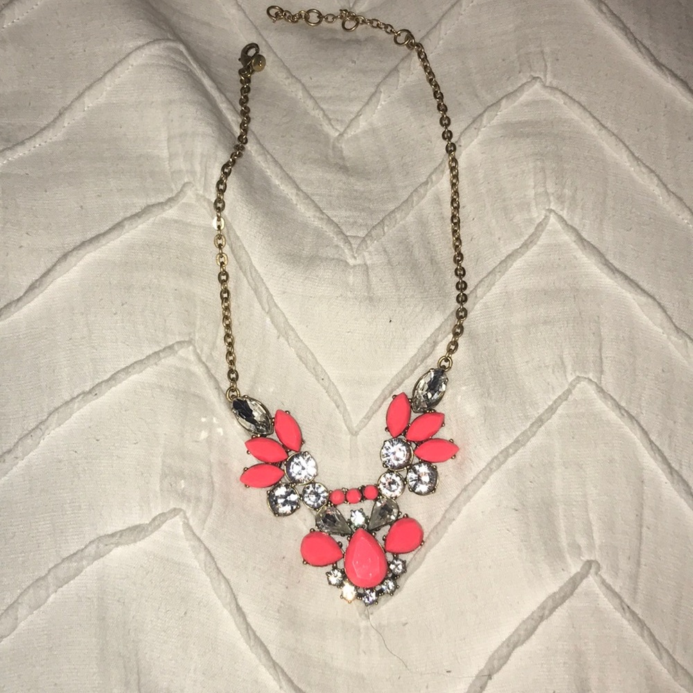 J•Crew pink & rhinestone statement necklace